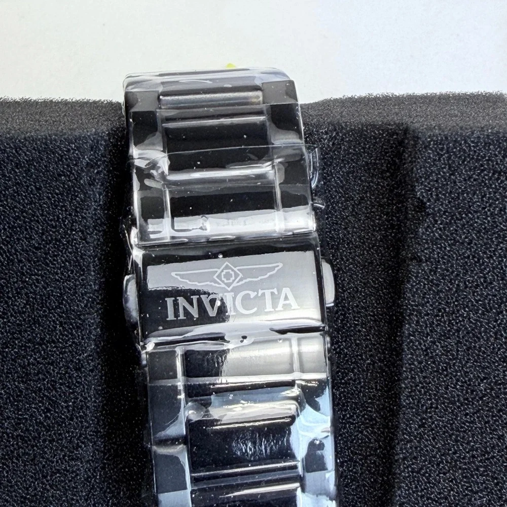 Invicta Mens Watch Blue Sunray Dial Black Stainless Steel Bracelet K-37 New